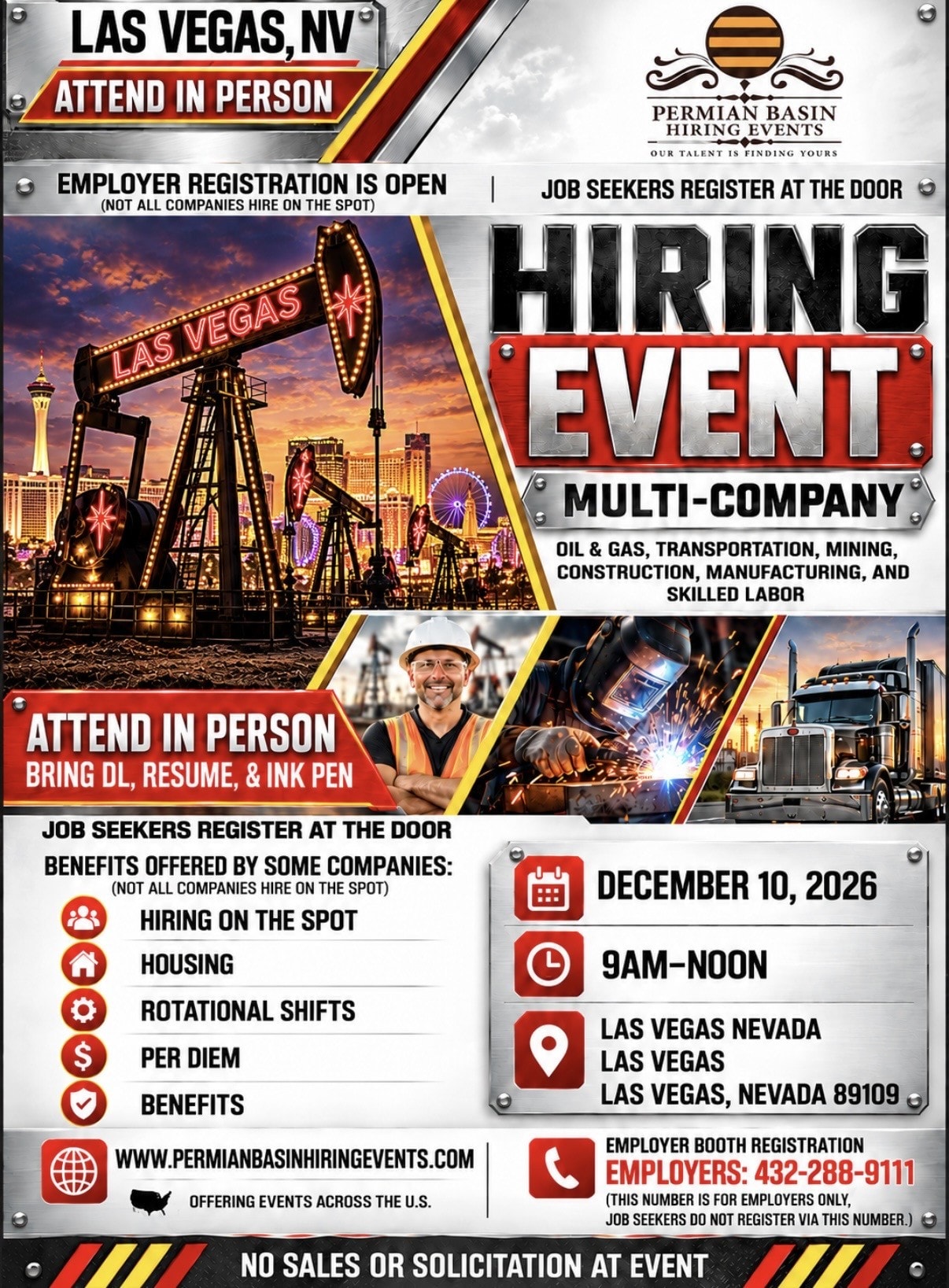 December 10 Las Vegas Hiring Event Flyer