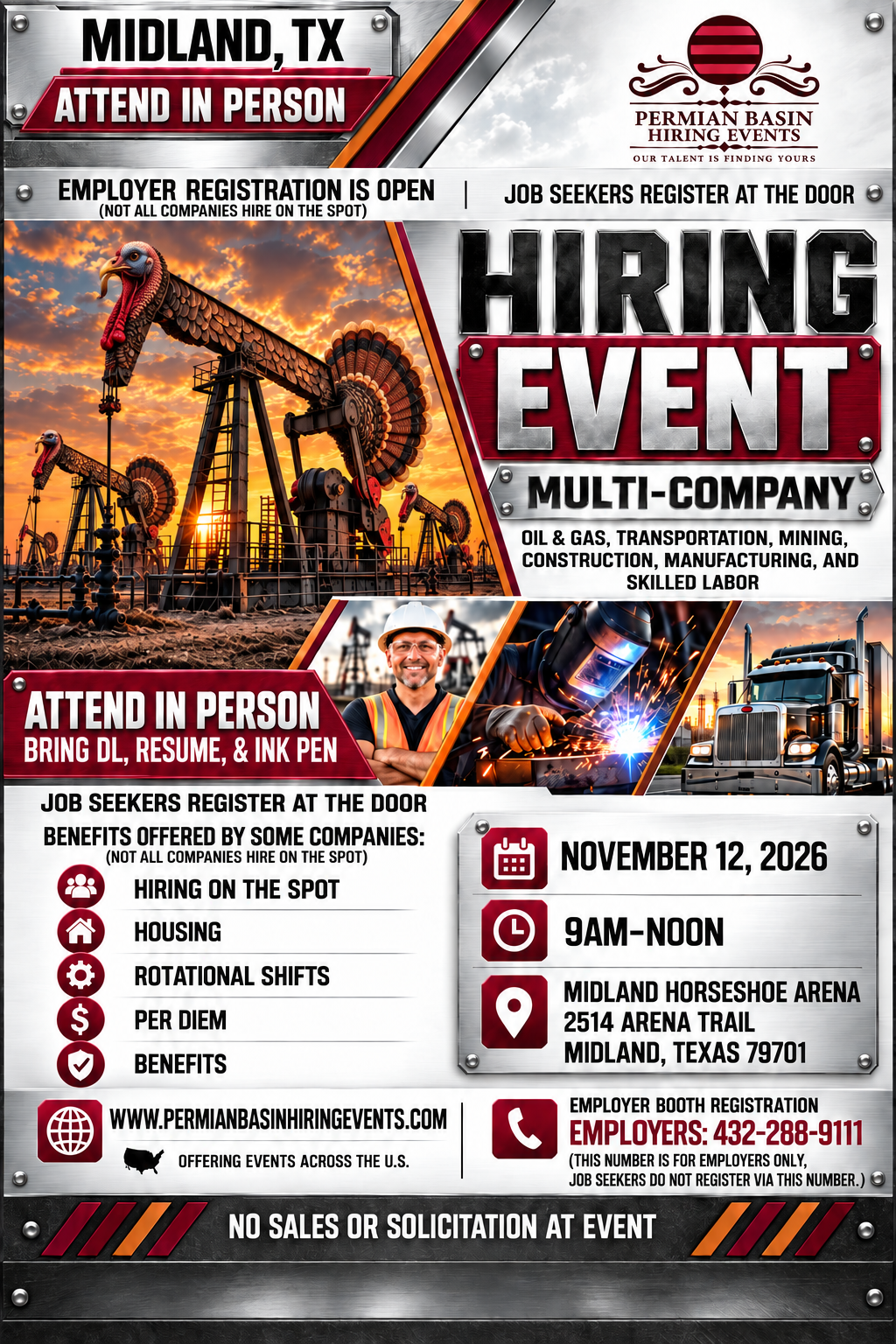 November 12 Midland Hiring Event Flyer
