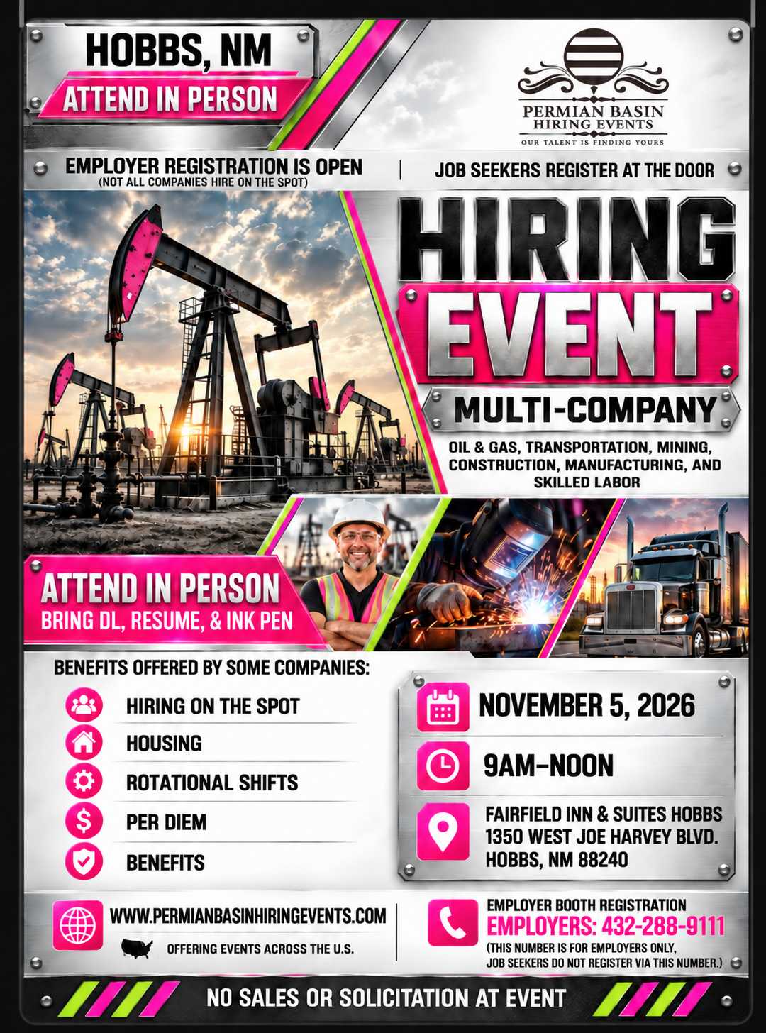 November 5 Hobbs Hiring Event Flyer