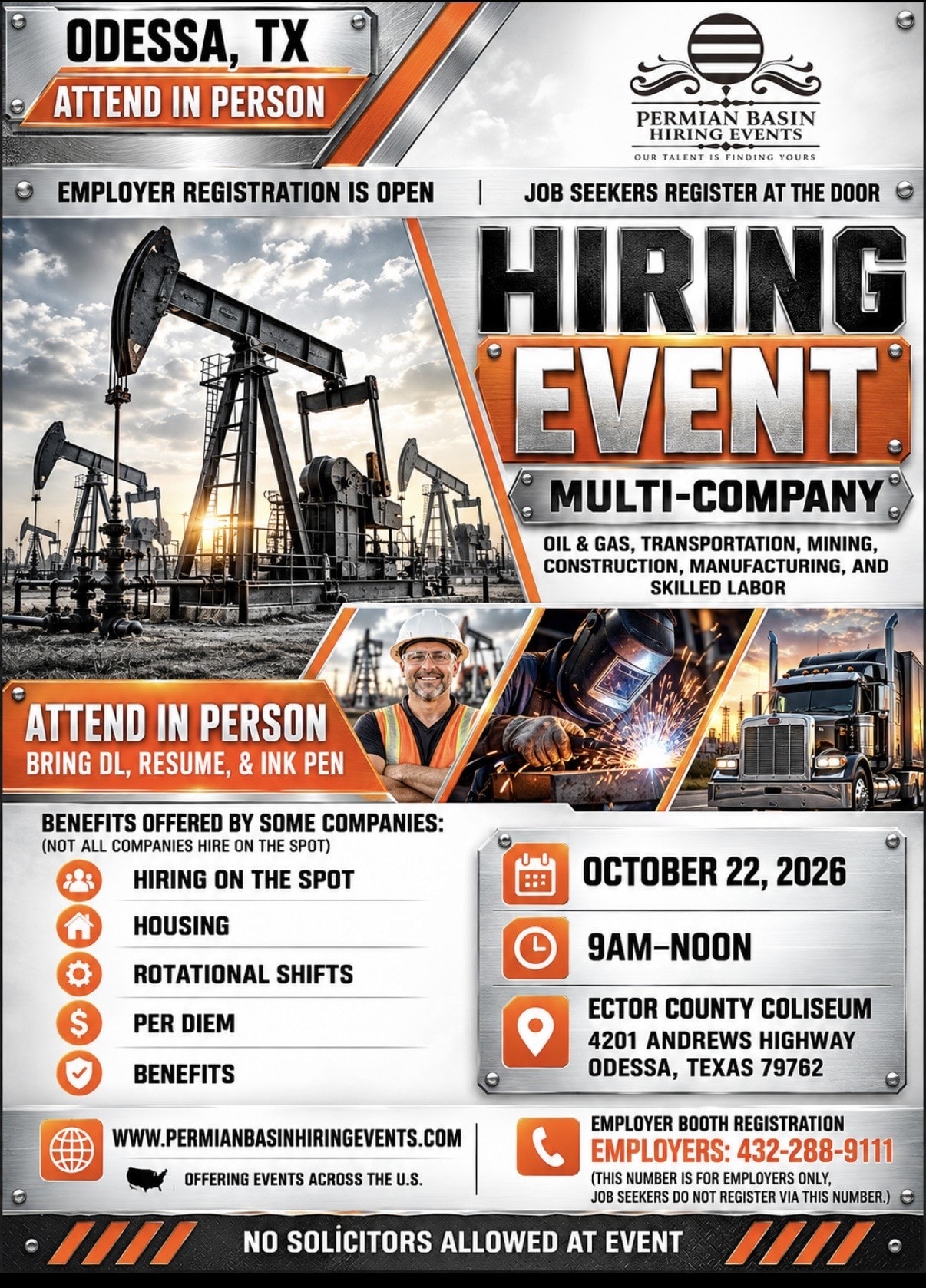 October 22 Odessa Hiring Event Flyer